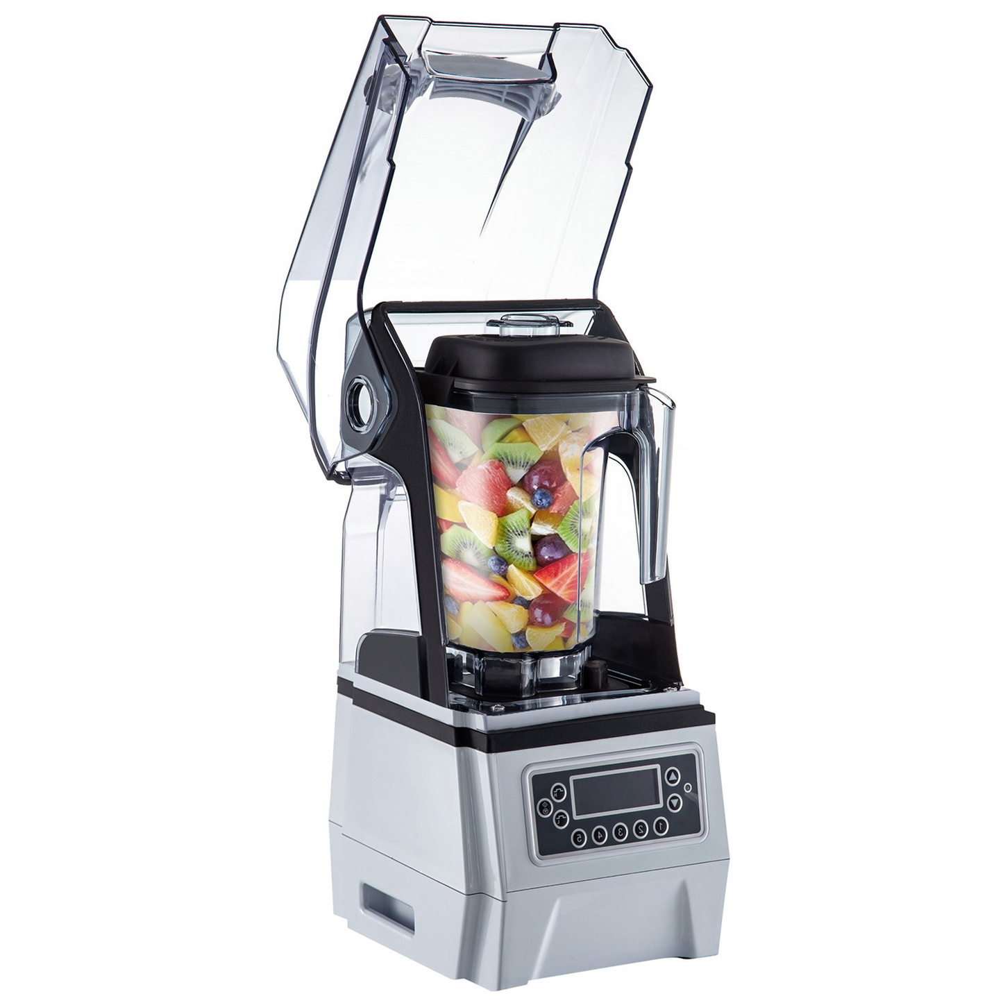 VEVOR 110V Commercial Smoothie Blenders, 1.5L/50.7oz 1500W Countertop Silent Blender w/ 3-Side Silica Gel Sound Shield, Quiet Blender Self-Cleaning Includes Multifunctional 2-in-1 Wet Dry Blades White