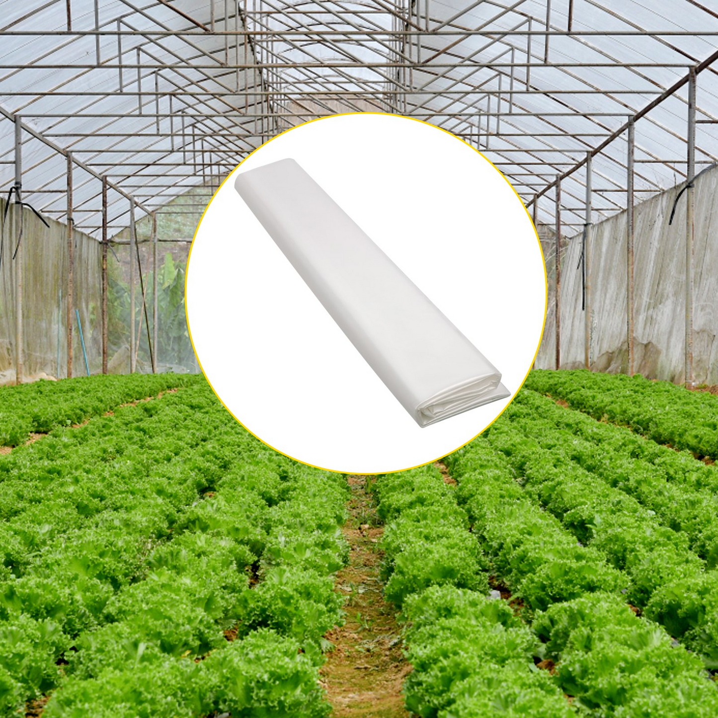 VEVOR Greenhouse Film, 10' x 100' Greenhouse Plastic Sheeting, 6 mil Thickness Suncover Greenhouse, 4 Year Clear Polyethylene Cover, UV Proof Farm Plastic Supply for Gardening, Farming and Agriculture