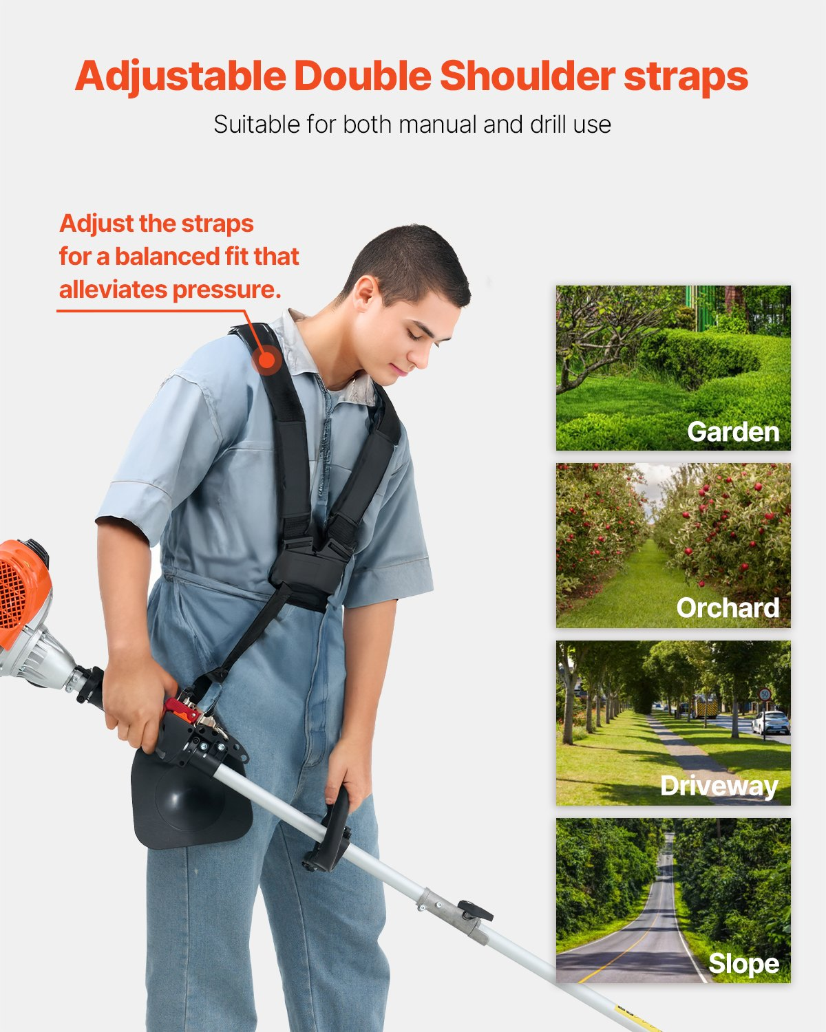 Cordless String Trimmer 16.9" 25.2CC 2-Stroke Gas Powered Grass Trimmer