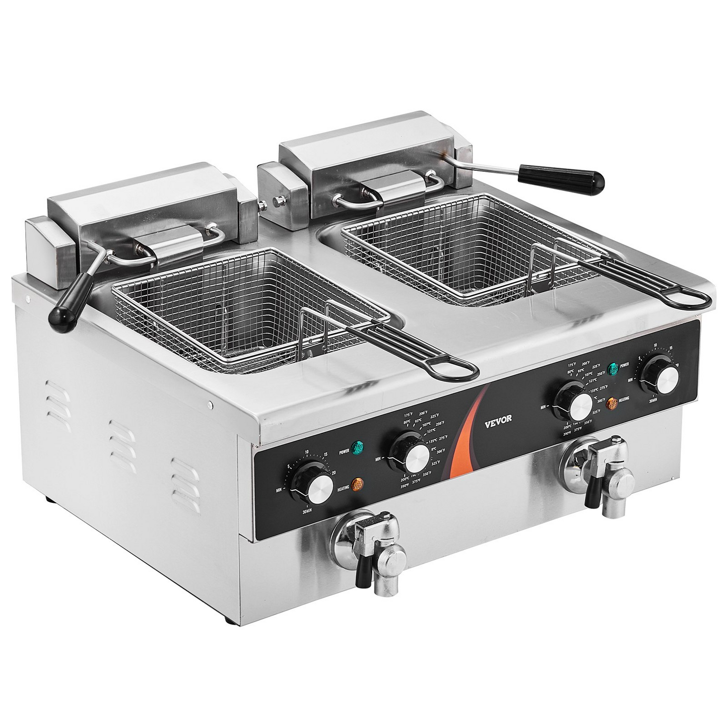 Commercial Electric Deep Fryer Countertop Fryer 3500W Dual Tank 2x9Qt/8.5L