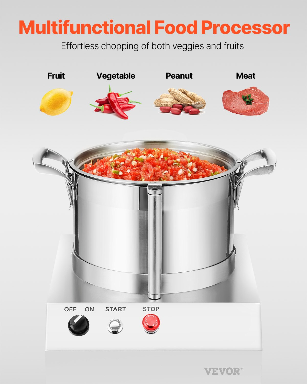 Food Processor Vegetable Chopper 4.3 Quart Food-Grade Stainless Steel Blender