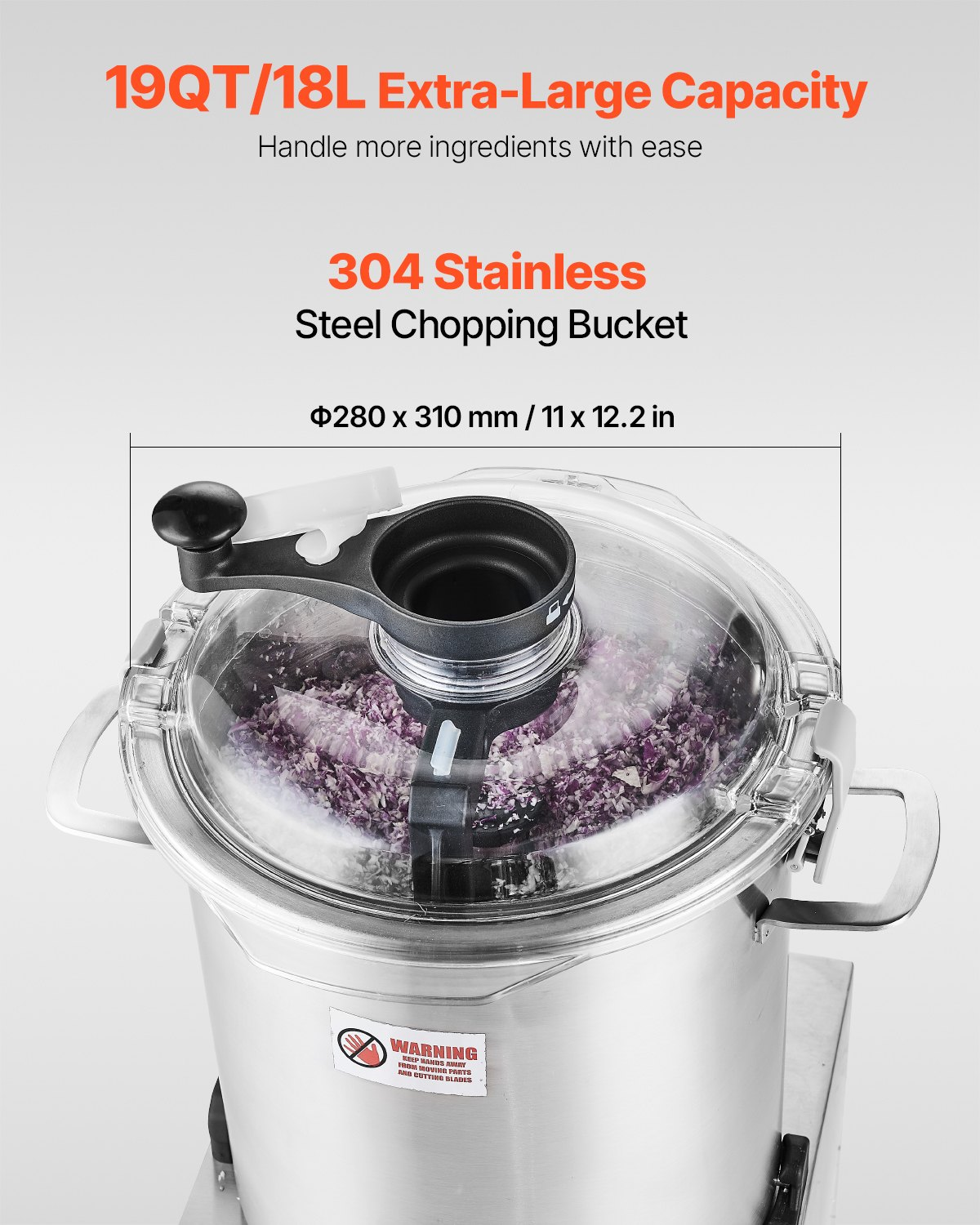 Food Processor Vegetable Chopper 19 Quart Food-Grade Stainless Steel Blender