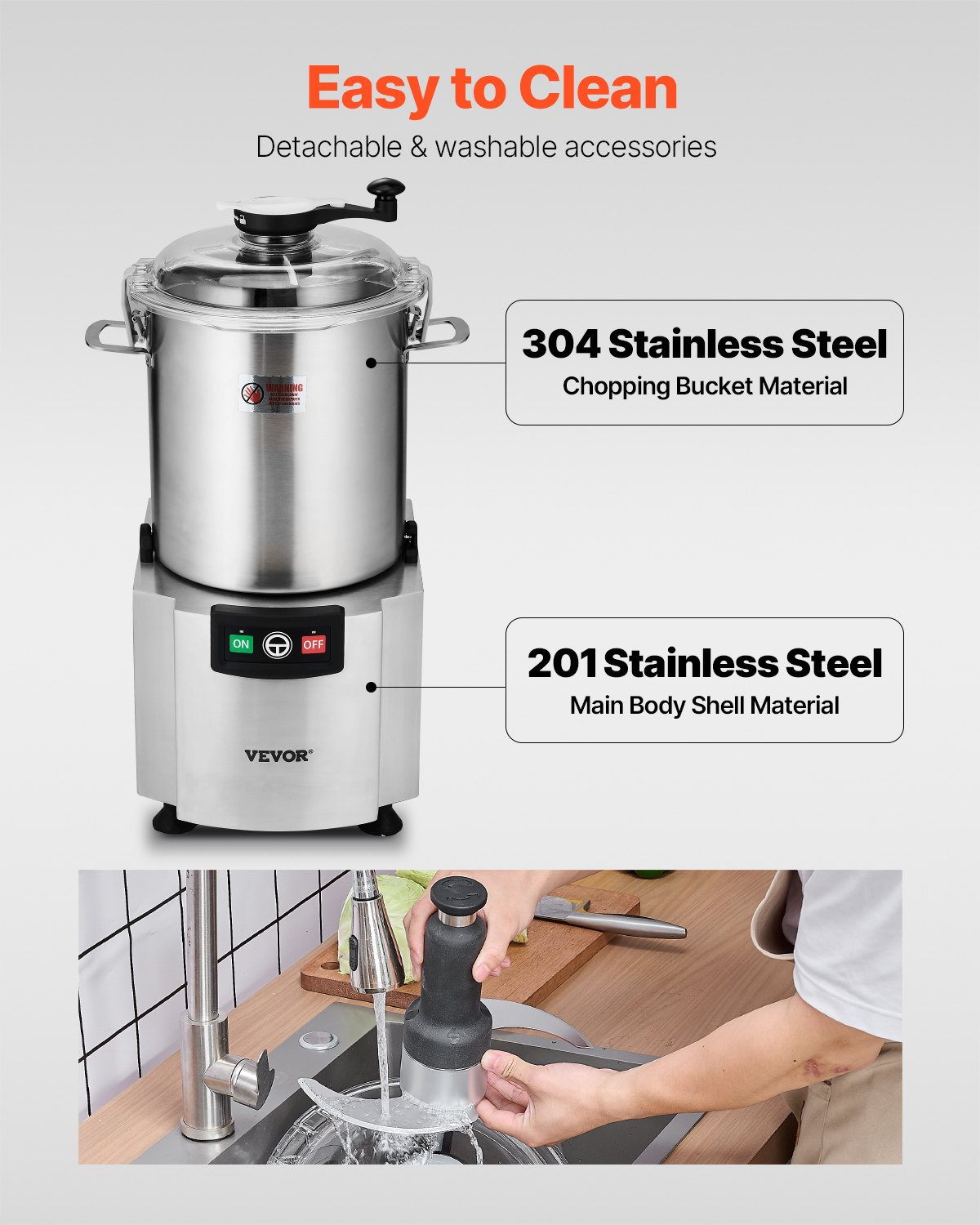 Food Processor Vegetable Chopper 19 Quart Food-Grade Stainless Steel Blender