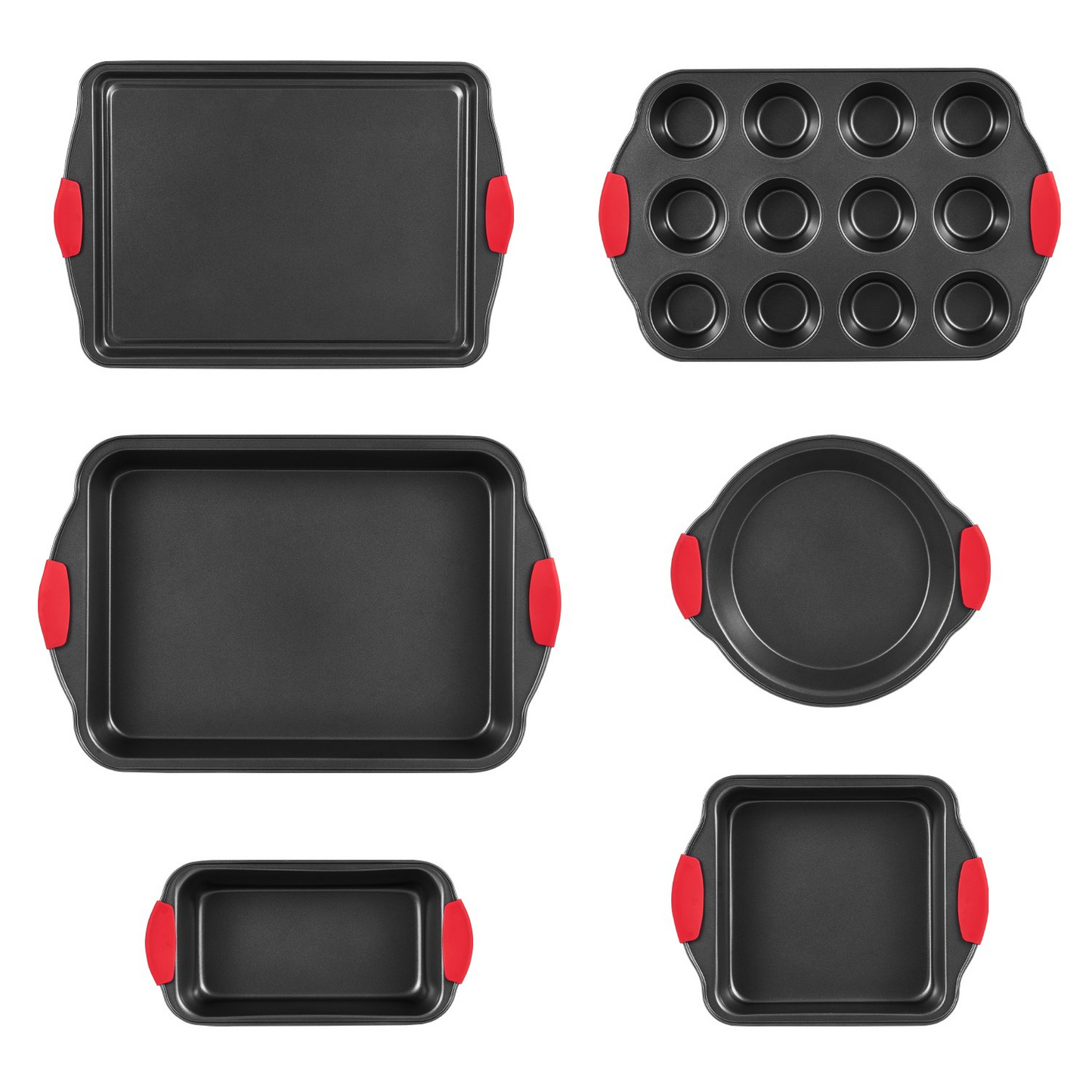 Baking Pan Set 6-Piece Nonstick Carbon Steel Bakeware Set with Silicone Handle