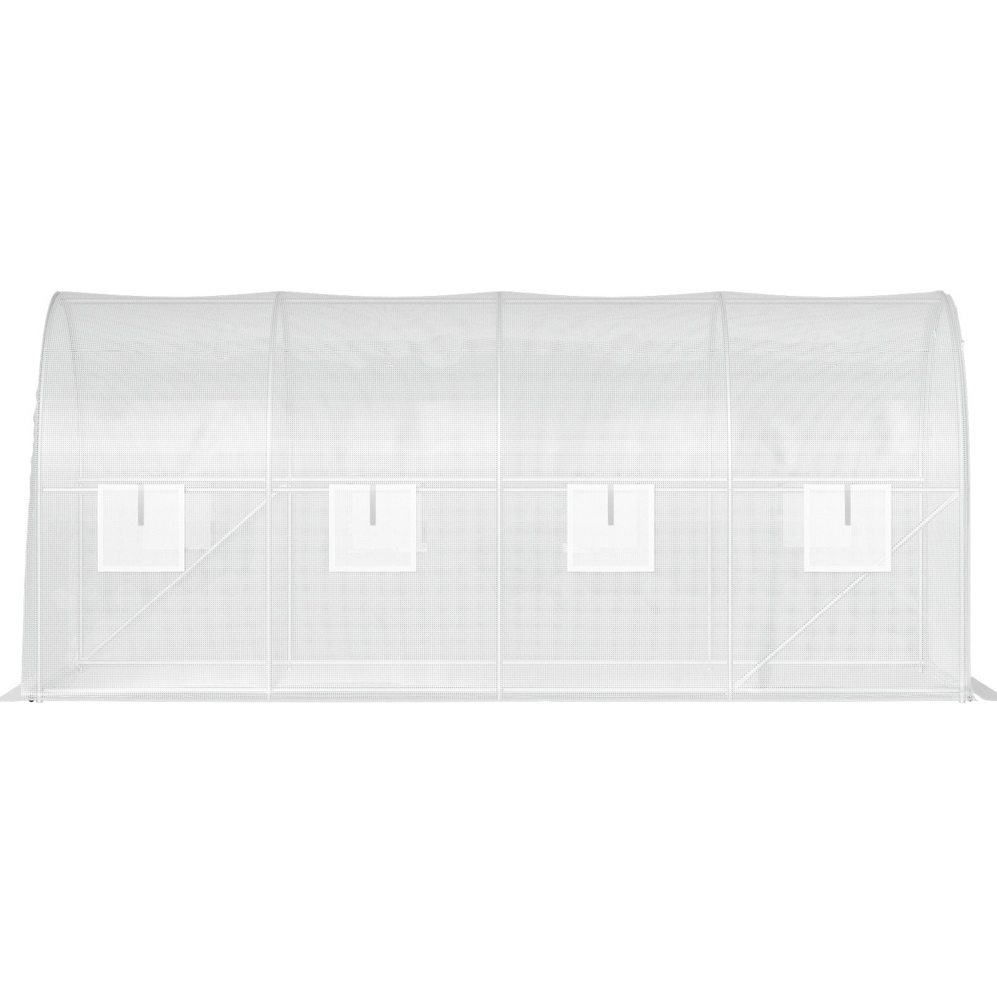 VEVOR Walk-in Tunnel Greenhouse, 15 x 6.5 x 7 ft Portable Plant Hot House w/ Galvanized Steel Hoops, 1 Top Beam, Diagonal Poles, Zippered Door & 8 Roll-up Windows, White