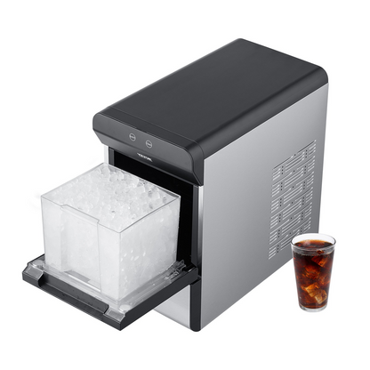 VEVOR Countertop Ice Maker, 37lbs in 24Hrs, Auto Self-Cleaning Portable Ice Maker with Ice Scoop, Basket and Drainpipe, 2 Ways Water Refill Stainless Steel Ice Machine for Home Kitchen Office Party