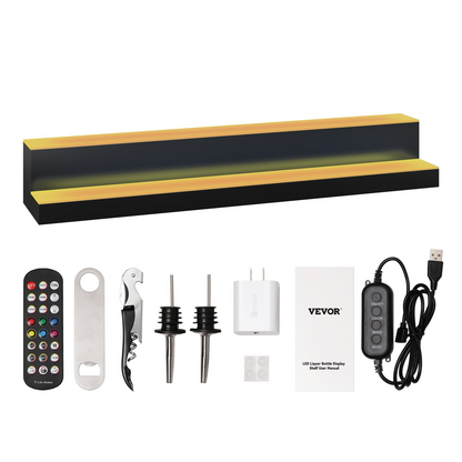 VEVOR LED Lighted Liquor Bottle Display Bar Shelf RF & App Control 40" 2-Step