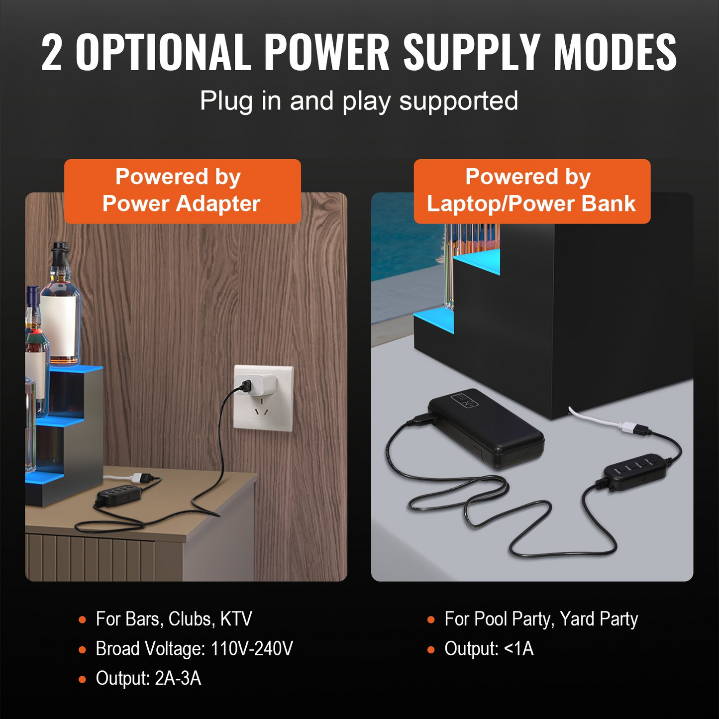VEVOR LED Lighted Liquor Bottle Display, 3 Tiers 40 Inches, Illuminated Home Bar Shelf with RF Remote & App Control 7 Static Colors 1-4 H Timing, Acrylic Drinks Lighting Shelf for Holding 30 Bottles