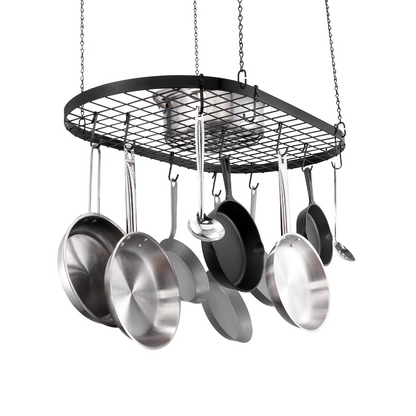VEVOR Hanging Pot Rack, 32 inch Hanging Pot Rack Ceiling Mount, Ceiling Pot Rack with 12 S Hooks, 80 lbs Loading Weight, Ideal for Home, Restaurant, Kitchen Cookware, Utensils