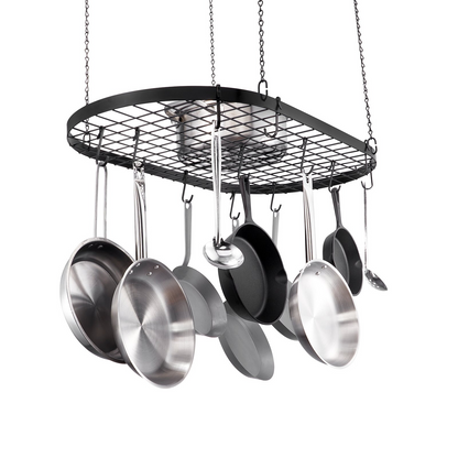 VEVOR Hanging Pot Rack, 32 inch Hanging Pot Rack Ceiling Mount, Ceiling Pot Rack with 12 S Hooks, 80 lbs Loading Weight, Ideal for Home, Restaurant, Kitchen Cookware, Utensils
