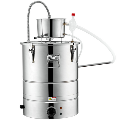 VEVOR Alcohol Still, 15 Gal 50L Water Alcohol Distiller, Home Distillery Kit include Stainless Steel Tube & Pump & One-way Exhaust Valve & Thermometer (30-120℃ ) for DIY Whisky Wine Brandy, Silver