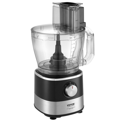 VEVOR Food Processor, 14-Cup Vegetable Chopper for Chopping, Mixing, Slicing, and Kneading Dough, 600 Watts Stainless Steel Blade Professional Electric Food Chopper, Easy Assembly & Clean, Black