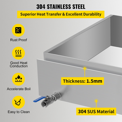 VEVOR Maple Syrup Evaporator Pan 24x24x7 Inch Stainless Steel Maple Syrup Boiling Pan for Boiling Maple Syrup
