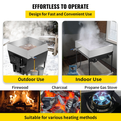 VEVOR Maple Syrup Evaporator Pan 24x24x7 Inch Stainless Steel Maple Syrup Boiling Pan for Boiling Maple Syrup