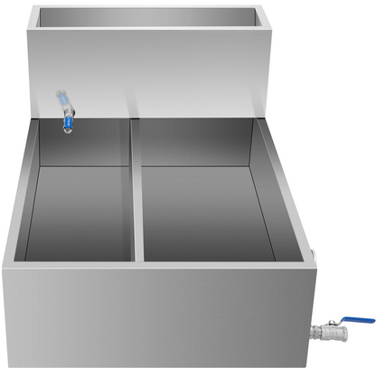 VEVOR Maple Syrup Evaporator Pan 36x24x18.5 Inch Stainless Steel Maple Syrup Boiling Pan with Valve and Thermometer and Divided Pan and Feed Pan