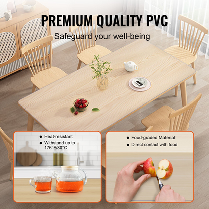 VEVOR Clear Table Cover Protector, 36" x 72" Table Cover, 1.5 mm Thick PVC Plastic Tablecloth, Waterproof Desktop Protector for Writing Desk, Coffee Table, Dining Room Table