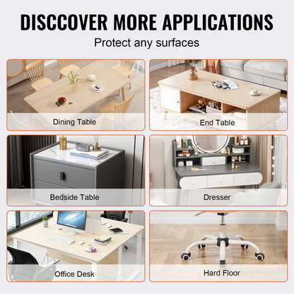 VEVOR Clear Table Cover Protector, 36" x 72" Table Cover, 1.5 mm Thick PVC Plastic Tablecloth, Waterproof Desktop Protector for Writing Desk, Coffee Table, Dining Room Table