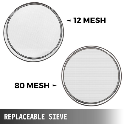 VEVOR Automatic Sieve Shaker Included 12 Mesh + 80 Mesh Flour Sifter Electric Vibrating Sieve Machine 110V 50W Sifter Shaker Machine 1150 r/min for Rice & Herbal Powder Particles