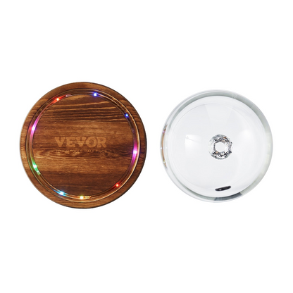 VEVOR Smoking Cloche, 6.9 inch Glass Dome Cover with Wooden Base, Smoker Gun Smoke Infuser Accessory for Plates, Bowls, and Glasses, Specialized Cloche Dome Cover Lid for Cocktails Drinks Foods, Clear