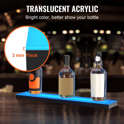 VEVOR LED Lighted Liquor Bottle Display Bar Shelf RF & App Control 24" 1-Step