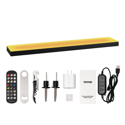 VEVOR LED Lighted Liquor Bottle Display Bar Shelf RF & App Control 24" 1-Step