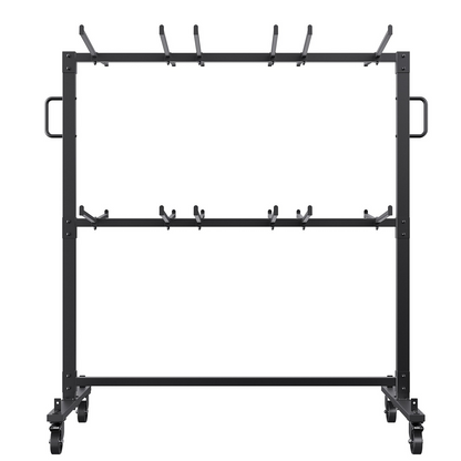 VEVOR Folding Chair Cart, Double Layer Mobile Stackable Chair Dolly, Storage Rack Trolley with 530 Lbs Capacity to Store 84 Chairs, Heavy Duty Iron Chairs Holder with 4 Casters, 2 Elastic Cords, Cover