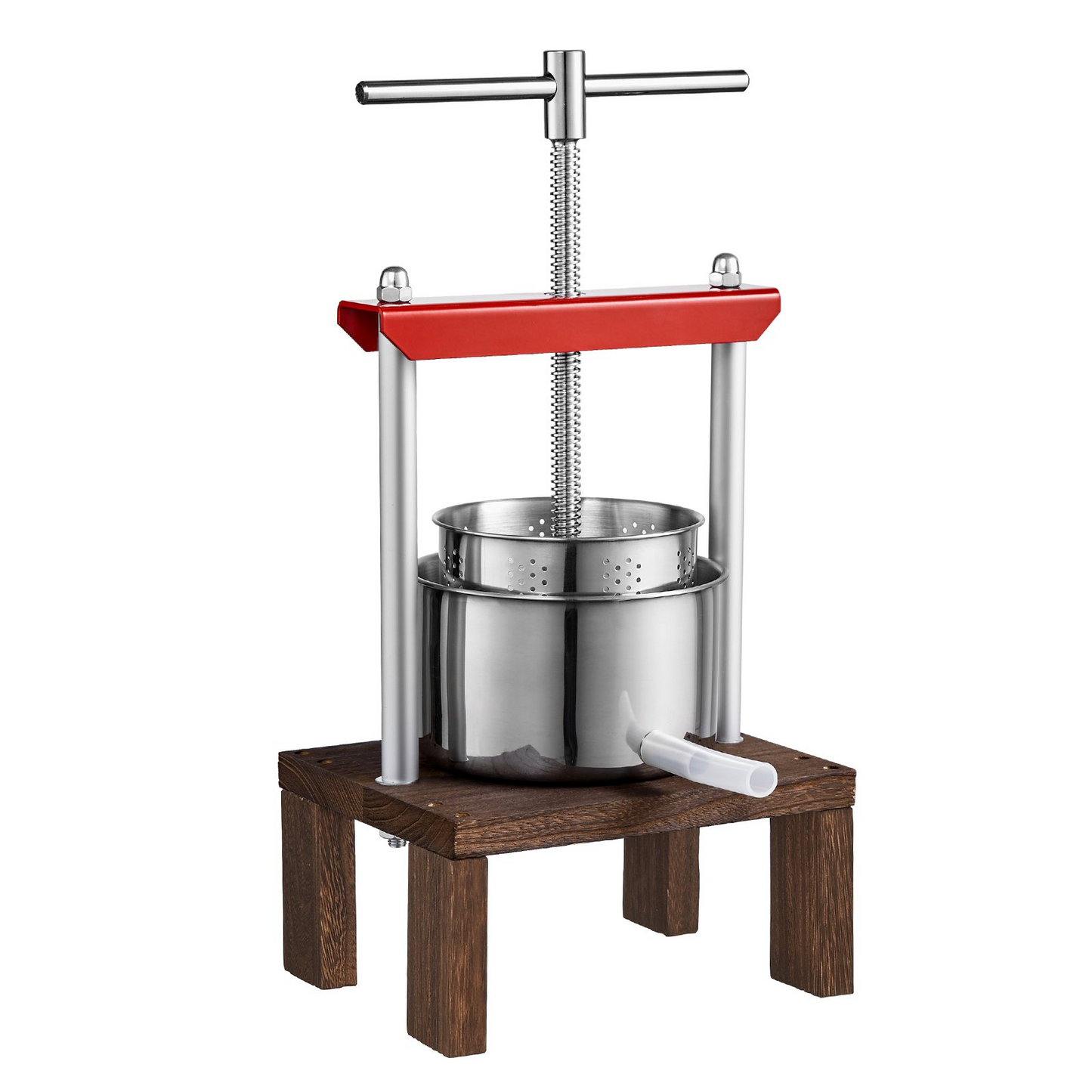 VEVOR Fruit Wine Press, 0.53 Gallon/2L, 2 Stainless Steel Barrels, Manual Juice Maker, Cider Apple Grape Tincture Vegetables Honey Olive Oil Making Press with T-Handle & Stable Base for Kitchen, Home