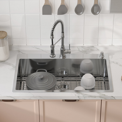 VEVOR Sink Protector Grid, 27.5"x13.5" Stainless Steel Sink Grates, Rear Drain Sink Grates with R5 Corner Radius, Large Sink Bottom Grids, Universal Bowl Rack Sink Accessories For Kitchen Sink, Silver