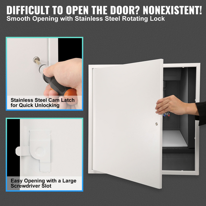 VEVOR Access Panel for Drywall & Ceiling, 16 x 16 Inch Plumbing Access Panels, Reinforced Access Door, Heavy-Duty Steel Wall Hole Cover, Easy Install Removable Hinged Panel for Wiring & Cables, Silver