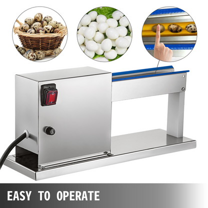 VEVOR Electric Quail Egg Peeler Machine, 50KG/H Commercial Quail Egg Sheller, 18W Semi-Automatic Quail Egg Peeling Machine, 110V Stainless Steel Processing Peeling Tool for Boiled Quail Egg