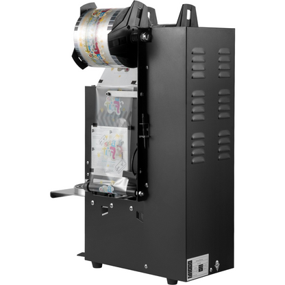 VEVOR Semi-automatic Cup Sealing Machine, 300-500 Cup/h Tea Cup Sealer Machine, Black Boba Cup Sealer Machine, 90/95mm Cup Diameter Boba Cup Sealing Machine with Control Panel for Bubble Milk Tea