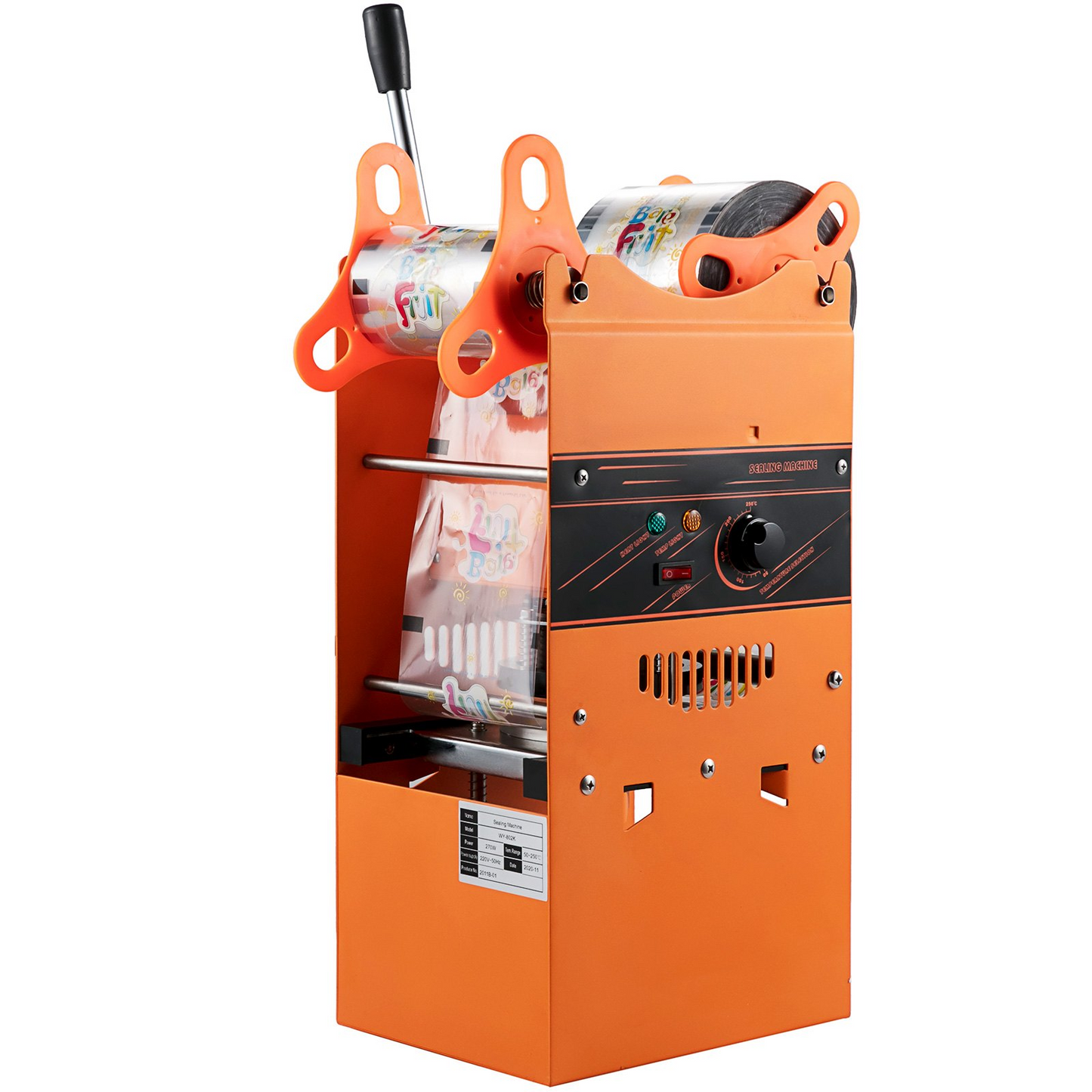 VEVOR Manual Tea Cup Sealer Machine, 300-500 Cup/h Manual Boba Tea Sealer Machine, Orange, 90/95mm Cup Diameter Cup Sealing Machine with Heating Technology for Bubble Milk Tea