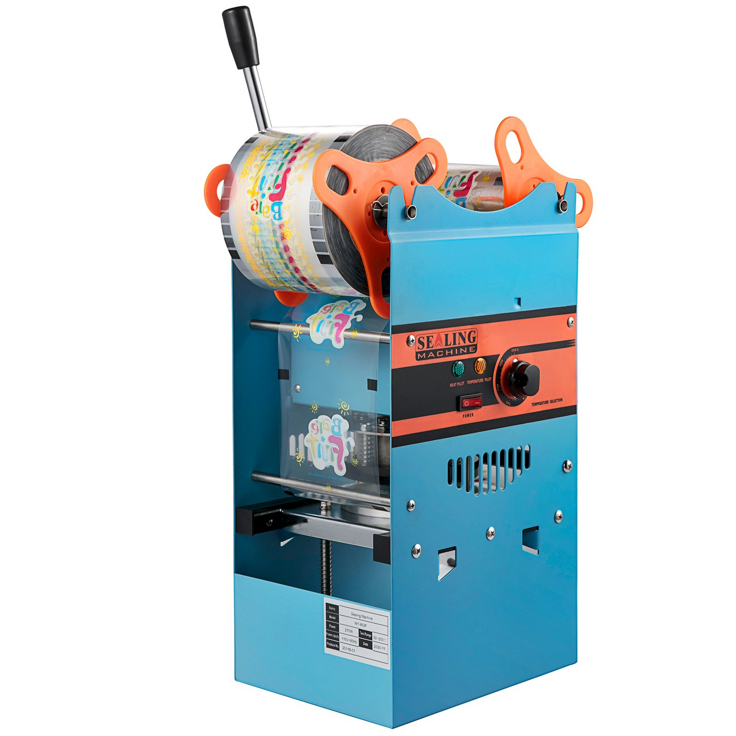 VEVOR Manual Tea Cup Sealer Machine, 300-500 Cup/h Manual Boba Tea Sealer Machine, Blue Boba Tea Sealing Machine, 90/95mm Cup Diameter Cup Sealing Machine with Heating Technology for Bubble Milk Tea