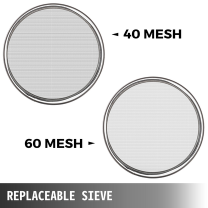 VEVOR Automatic Sieve Shaker Included 40 Mesh + 60 Mesh Flour Sifter Electric Vibrating Sieve Machine 110V 50W Sifter Shaker Machine 1150 r/min for Flours, Herbal Powder