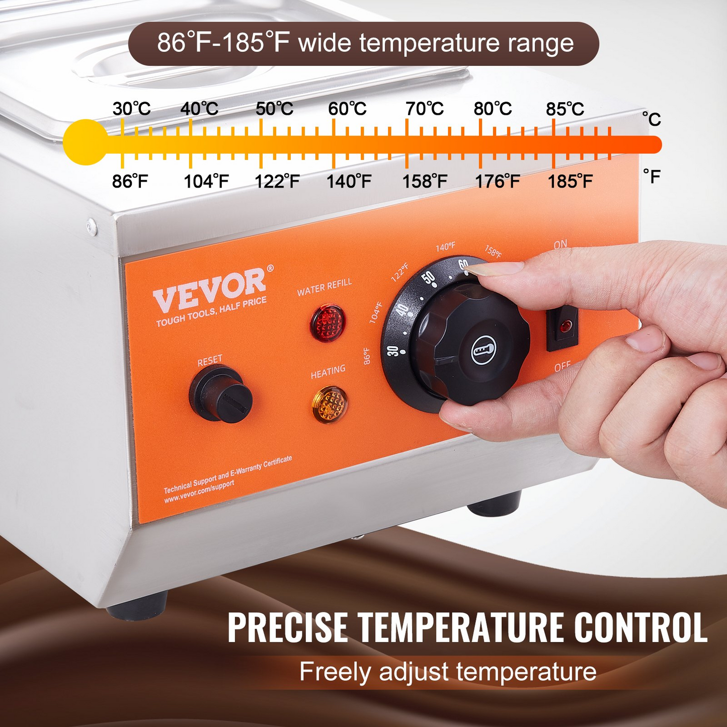 VEVOR Chocolate Tempering Machine, 9 Lbs 2 Tanks Chocolate Melting Pot with TEMP Control 86~185℉, 800W Stainless Steel Electric Commercial Food Warmer For Chocolate/Milk/Cream Melting and Heating