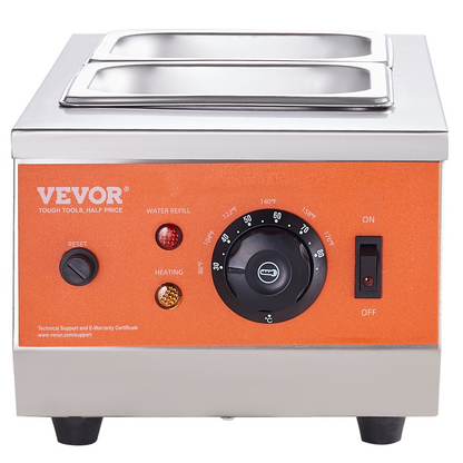 VEVOR Chocolate Tempering Machine, 9 Lbs 2 Tanks Chocolate Melting Pot with TEMP Control 86~185℉, 800W Stainless Steel Electric Commercial Food Warmer For Chocolate/Milk/Cream Melting and Heating