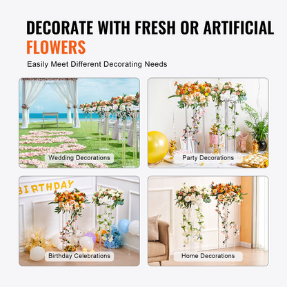 VEVOR 10PCS 23.6inch High Wedding Flower Stand, With Acrylic Laminate,Acrylic Vase Column Geometric Centerpiece Stands, Floral Display Rack for T-Stage Events Reception, Party Decoration Home