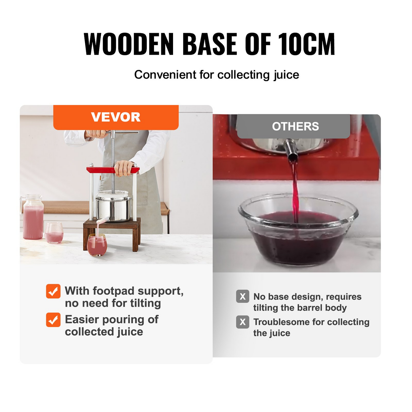 VEVOR Fruit Wine Press, 0.53 Gallon/2L, 2 Stainless Steel Barrels, Manual Juice Maker, Cider Apple Grape Tincture Vegetables Honey Olive Oil Making Press with T-Handle & Stable Base for Kitchen, Home