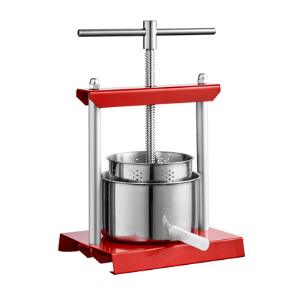 VEVOR Fruit Wine Press, 1.6 Gallon/6L, 2 Stainless Steel Barrels, Manual Juice Maker, Cider Apple Grape Tincture Vegetables Honey Olive Oil Making Press with T-Handle for Outdoor, Kitchen, and Home