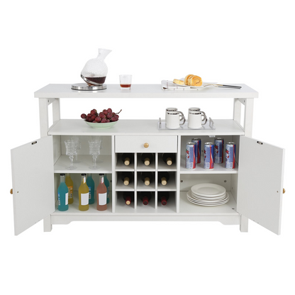 VEVOR 55 Inch Industrial Bar Cabinet, Wine Table for Liquor and Glasses, Sideboard Buffet Cabinet with Wine Rack, Freestanding Farmhouse Wood Coffee Bar Cabinet for Living Room, Home Bar, and Kitchen