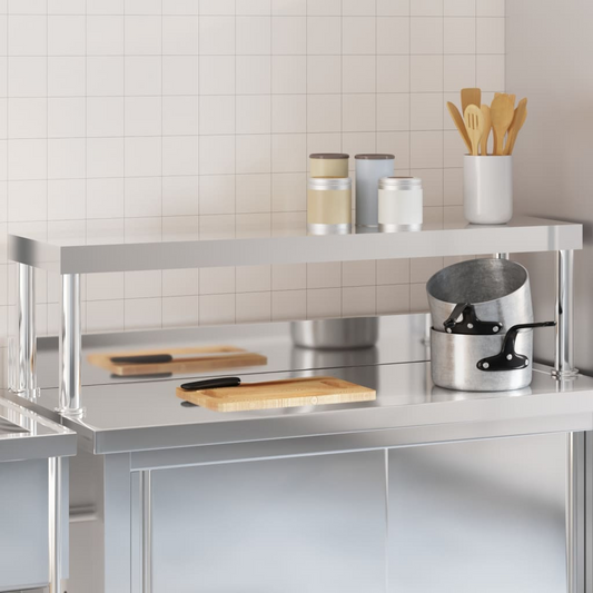 vidaXL Work Table Overshelf 43.3"x11.8"x13.8" Stainless Steel