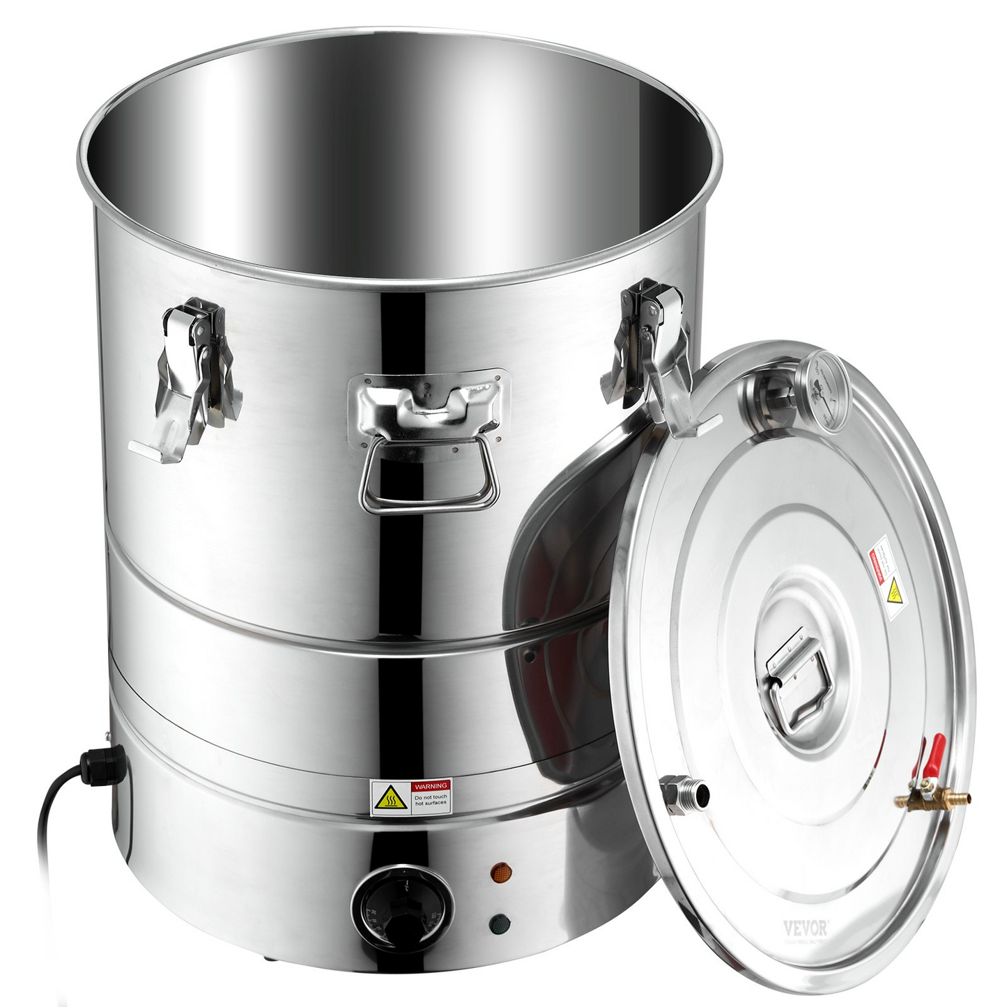 VEVOR Alcohol Still, 15 Gal 50L Water Alcohol Distiller, Home Distillery Kit include Stainless Steel Tube & Pump & One-way Exhaust Valve & Thermometer (30-120℃ ) for DIY Whisky Wine Brandy, Silver
