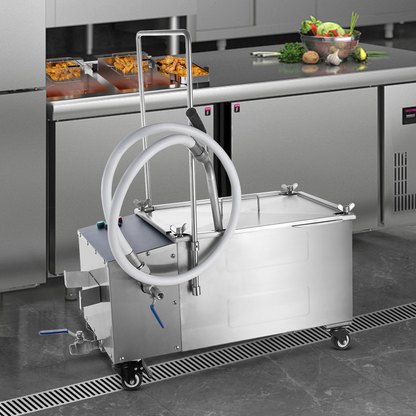 VEVOR Mobile Fryer Filter, 38L Oil Tank Capacity, Oil Filtration System with 10 L/min Oil Filtration Speed, Mobile Frying Oil Filtering System with Swivel Wheels, Oil Hose for Restaurant Burger Stores