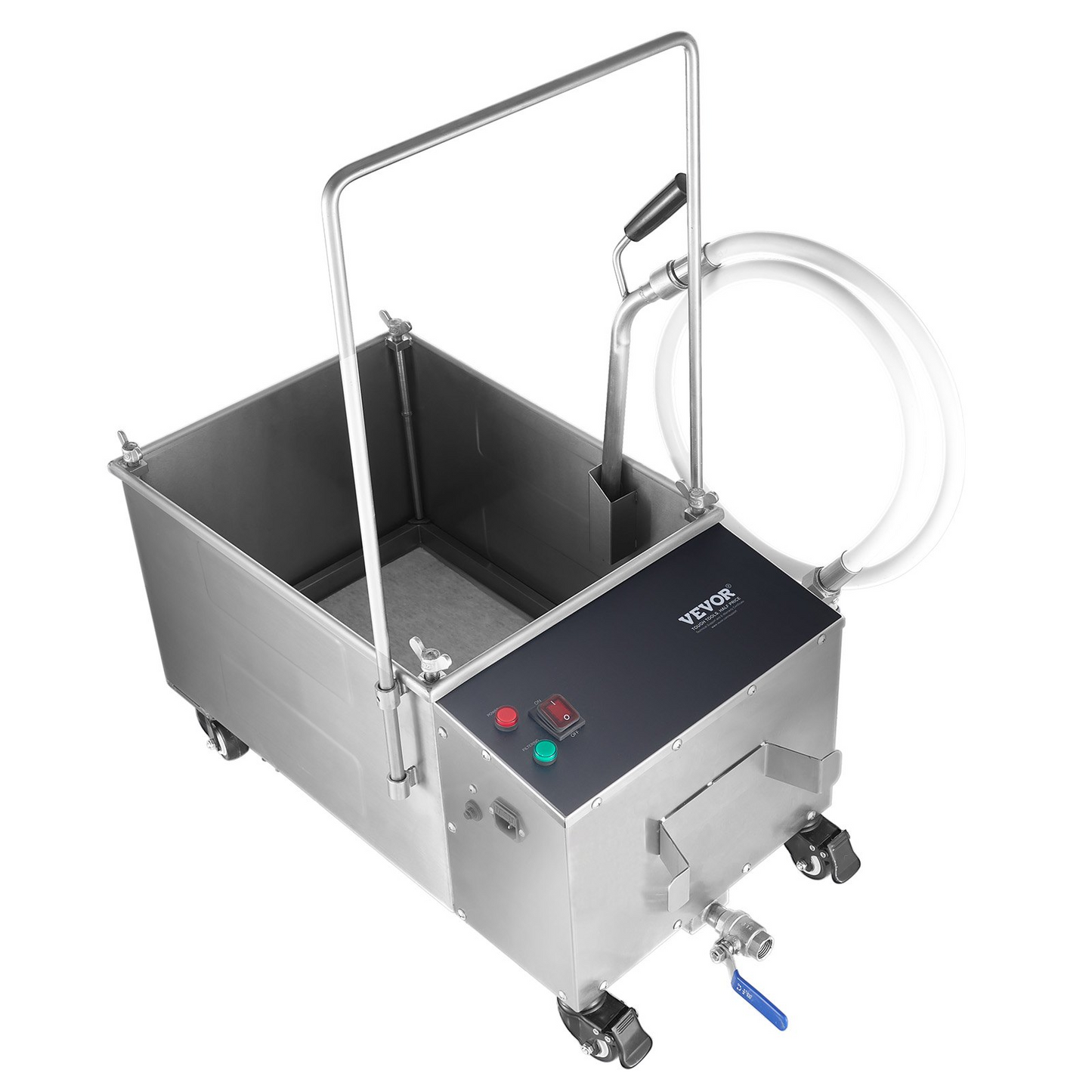 VEVOR Mobile Fryer Filter, 38L Oil Tank Capacity, Oil Filtration System with 10 L/min Oil Filtration Speed, Mobile Frying Oil Filtering System with Swivel Wheels, Oil Hose for Restaurant Burger Stores