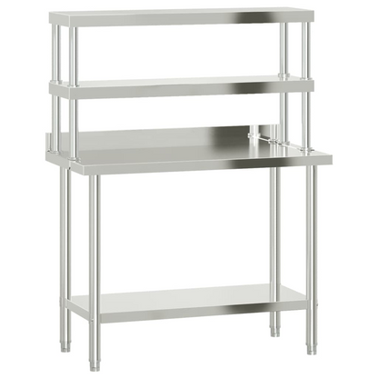 vidaXL Kitchen Work Table with Overshelf 43.3"x21.7"x59.1" Stainless Steel