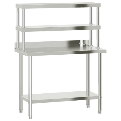 vidaXL Kitchen Work Table with Overshelf 43.3"x21.7"x59.1" Stainless Steel