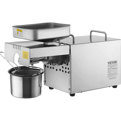 VEVOR Electric Oil Press Machine, 850W Stainless Steel Oil Extractor Machine, 0-300℃ / 32 - 572 ℉ Adjustable Temperature, Hot Press Oil Expeller for Pressing Peanuts, Sesame Seeds, Rapeseed, Tea Seeds