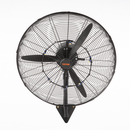 VEVOR Wall-Mount Misting Fan, 24 Inch, 3-speed High Velocity Max. 7000 CFM, Waterproof Oscillating Industrial Wall Fan, Commercial or Residential for Warehouse, Greenhouse, Workshop, Black, ETL Listed
