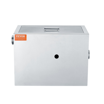 VEVOR Commercial Grease Trap, 8 LBS Grease Interceptor, Side Inlet Interceptor, Under Sink Stainless Steel Grease Trap, 2.8 GPM Waste Water Oil-water Separator, for Restaurant Canteen Home Kitchen