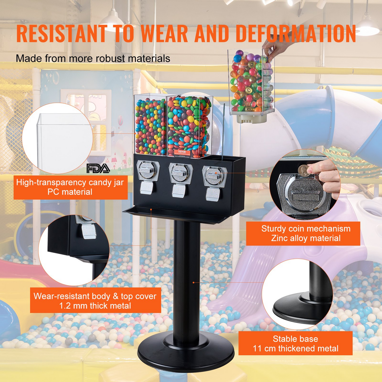 VEVOR Gumball Machine with Stand Vending Coin Bank Vintage Candy Dispenser Black